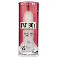 Perfect Fit - Fat Boy Micro Ribbed - Penishülle (15 cm, weiß)