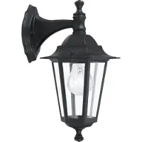 Eglo Außen-Wandlampe Laterna 4, 1 flammige Außenleuchte, Wandleuchte aus Aluguss und Glas, Farbe: Schwarz, Fassung: E27, IP44