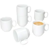 MamboCat 6er Set TOMMY Kaffeebecher stapelbar weiß Porzellan 220 ml****Vorpackplatz: REIHE 42.3///PLATZ 6