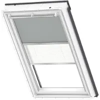 Velux Vorteils-Set Verdunkelungsrollo uni grau und Faltstore Plissee weiß manuell Rahmen aluminium DFD U04 0705S