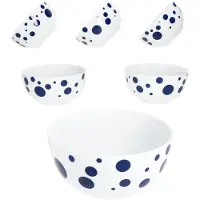 MamboCat Pula dunkelblau 6x Müsli-Schale Ø14cm 400ml Porzellan 6 Pers. Schüssel Punkte