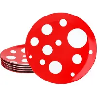 MamboCat 6x Pula rot Speiseteller Ø27cm Porzellan 6 Personen Platte groß Essteller Punkte