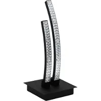 Eglo LED Tischlampe Lejias, Tischleuchte, Nachttischlampe aus Metall in Schwarz, Kunststoff-Kristall in Transparent, mit Schalter, warmweiß