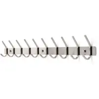 TOJ Living Wandgarderobe – 20 Haken – 78 cm – Edelstahl – Silber – Hakenleiste
