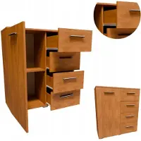Matkam Kommode Helena B80 x H84,5 x T35 cm, Sideboard mit 4 Schubladen und 1 Fächer mit Türen, ideal für Büro, Diele, Wohnzimmer (Erle)