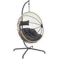 Sweeek - Ei-förmiger Hängesessel aus Stahl und Polyester - Beige