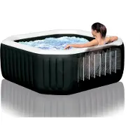 Intex 28462 - Whirlpool - PureSPA Jet + Bubble Deluxe (octagon,onyx black, Ø218 außen/Ø168cm innen) App Steuerung