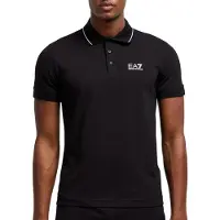 Emporio Armani für Herren. 8NPF16_PJVUZ Lässiges schwarzes Poloshirt (L), Baumwolle, Kurzarm