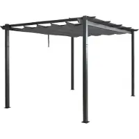 Mendler Aluminium Pergola MCW-N93, Gartenpavillon Pavillon Garten, stabiles 8cm-Gestell Schiebedach UV50+ 3x4m anthrazit