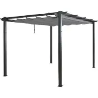 Mendler Aluminium Pergola MCW-N93, Gartenpavillon Pavillon Garten, stabiles 8cm-Gestell Schiebedach UV50+ 3x4m grau