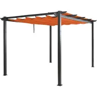 Mendler Aluminium Pergola MCW-N93, Gartenpavillon Pavillon Garten, stabiles 8cm-Gestell Schiebedach UV50+ 3x4m terrakotta