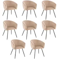 HOME DELUXE - Polsterstuhl ARIA - 8 Stück, Farbe: Samt Beige - weiche Polsterung, bis 120 kg belastbar I Küchenstuhl Speisestühle Esszimmerstühle