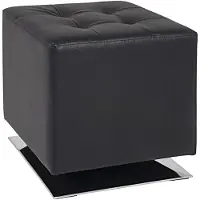 Haku Hocker , drehbar, gepolstert, B 400 x T 400 x H 420 mm, Kunstleder und Stahl, schwarz-chrom