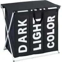 Wenko Wäschesammler Trio Top Schwarz, Wäschekorb, 118 l Wenko