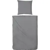 Hahn Textilien Hahn Linon Bettwäsche Stone Washed 100% Baumwolle Reißverschluss Bettbezug Kissenbezug Bettgarnitur Bettwäsche-Set Bettzeug 155x220 cm Anthrazit