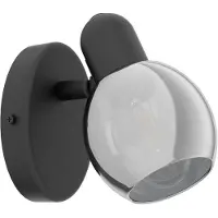 Eglo Wandlampe Pollica, 1 flammige Wandleuchte, Wandstrahler innen aus Stahl und Rauchglas, Wohnzimmerlampe in Schwarz, Flurlampe mit E14 Fassung