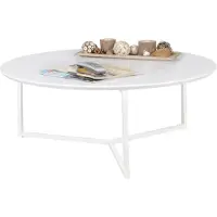 Wohnling Design Couchtisch MDF Holz weiß matt Gestell Metall ø 80 cm