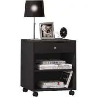 Hioshop Holz Nachttisch Rolda mit Rollen
