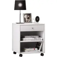Hioshop Holz Nachttisch Rolda mit Rollen