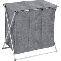 Wenko Wäschesammler Trio Top Grau meliert, Wäschekorb, 118 l Wenko