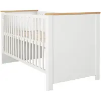 Roba Kombi-Kinderbett 'Ava' 70 x1 40 cm, Babybett umbaubar zum Juniorbett, weiß, Nachbildung in 'Artisan Eiche'