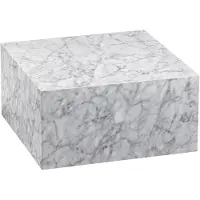 Wohnling Couchtisch MONOBLOC 60x30x60 cm Hochglanz mit Marmor Optik Weiß Design Wohnzimmertisch Cube Quadratisch Lounge Beistelltisch Würfel Form