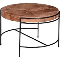 Wohnling Couchtisch 62x40x62 cm Sofatisch Akazie Massivholz / Metall Wohnzimmertisch Rund mit Metallbeinen Kleiner Designer Tisch Massiv Holztisch