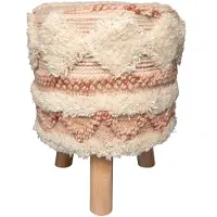 Decorationable | Hocker Elif rosa Wolle 35x47x35 cm | NADUVI