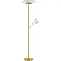 HELL Findus 60483 LED-Deckenfluter mit Leselicht-Messing matt-mit LED (2700K)