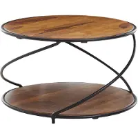 Wohnling Couchtisch 58x58x35 cm Sheesham Massivholz / Metall Sofatisch Rund Wohnzimmertisch Kaffeetisch Massiv Kleiner Tisch Beistelltisch Wohnzimmer