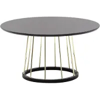 Wohnling Couchtisch Rund 80x80x42 cm Schwarz Gold Sofatisch Metall Modern Runder Wohnzimmertisch Salontisch Tisch Wohnzimmer Groß Kaffeetisch