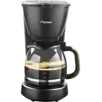 Bestron Filter-Kaffeemaschine für 10 Tassen Kaffee, inkl. 1,5 Liter Glaskanne, Permanentfilter & Warmhalteplatte, 1.000 Watt, Black & Wood-Design, Farbe: Schwarz / Holz