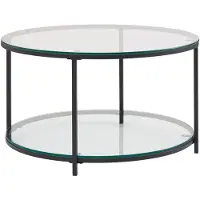 Wohnling Couchtisch 80x80x45 cm Glas / Metall Wohnzimmertisch Rund Modern Sofatisch mit Stauraum Loungetisch mit Ablagefach Kaffeetisch Beistelltisch