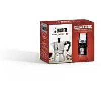 Bialetti Moka Express Kaffeemaschine Restyling 3 Tassen Aluminium mit Gratis Kaffee 250g
