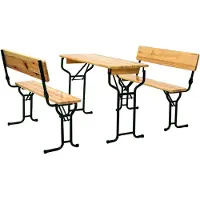 FUN STAR Festzeltgarnitur 110 cm mit Rückenlehne 3-teilig, Tisch 50 cm Breite