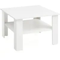 Wohnling Couchtisch WL5.834 Weiß 60x42x60 cm Holztisch mit Ablage Wohnzimmertisch Coffee Table Sofatisch Loungetisch Holz Kaffeetisch Stubentisch mit