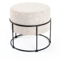 Haku Hocker , gepolstert, B 480 x T 480 x H 430 mm, Stoff und Stahl, cremebeige-schwarz