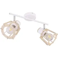 Globo 54023-2, Weiß, Holz, Metall, IP20, I, E27, LED