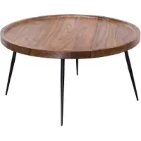 Wohnling Couchtisch BHARU 75x39x75 cm Sheesham Massivholz / Metall