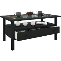 VCM Couchtisch "Holz Sofatisch Couchtisch Schublade Lingis L", schwarz, B:90cm T:54cm, Tische, Couchtisch