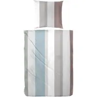 PRIMERA Mako-Satin Bettwäsche 135x200 Streifen grau taupe blau rost 243222-82
