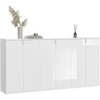 Ebuy24 Garderobenkombination Weiß-Nachbildung Hochglanz 183x99x34 cm