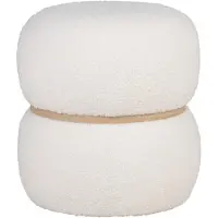 House Nordic | Pouf Milford Bouclé Weiß Teddy Stoff 38x38x41 cm | NADUVI