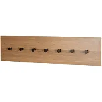 Haku Wandgarderobe , 7 Haken mit jeweils 3 kg Tragkraft, B 800 x T 50 x H 200 mm, Holz/Metall, dunkles Eiche-Dekor/schwarz