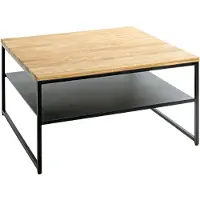 Haku Couchtisch, quadratisch, Stahlrohr pulverbeschichtet, Massivholz Eiche, pulverbeschichtet, B 700 x T 700 x H 400 mm, schwarz/Eiche
