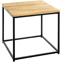 Haku Beistelltisch, Stahlrohr-Gestell, pulverbeschichtet, Ablage Eiche massiv geölt, B 400 x T 400 x H 450 mm, schwarz/Eiche