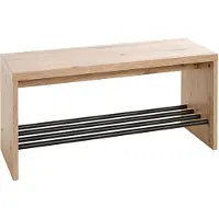 Haku Schuhbank , für bis zu 3 Paar Schuhe, Gesamttragkraft 85 kg, B 800 x T 300 x H 400 mm, Stahl/Holz, schwarz/helles Eiche-Dekor