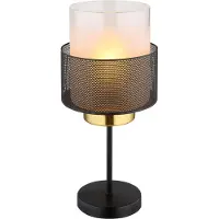 Globo Lighting Tischleuchte Metall schwarz matt, Glas satiniert, klar verlaufend, Kabel Textil schwarz, Wippschalter am Kabel, ø: 180mm, H: 400mm, Kabellänge 1500mm, exkl. 1x E27 60W 230V
