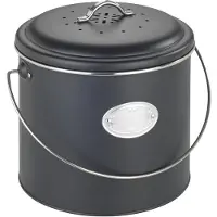 Wenko Metall Komposteimer Nero 6 L in Schwarz 22,5 x 22,5 cm