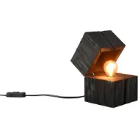 TRIO Kleine LED Tischleuchte aus Holz Schwarz, Höhe 16cm